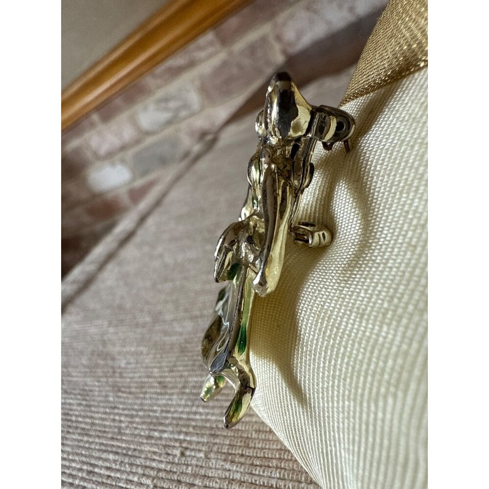 Vintage Mexican Dancer Brooch Pin Silver Tone Fiesta Skirt Enamel Accents - Picture 6 of 12